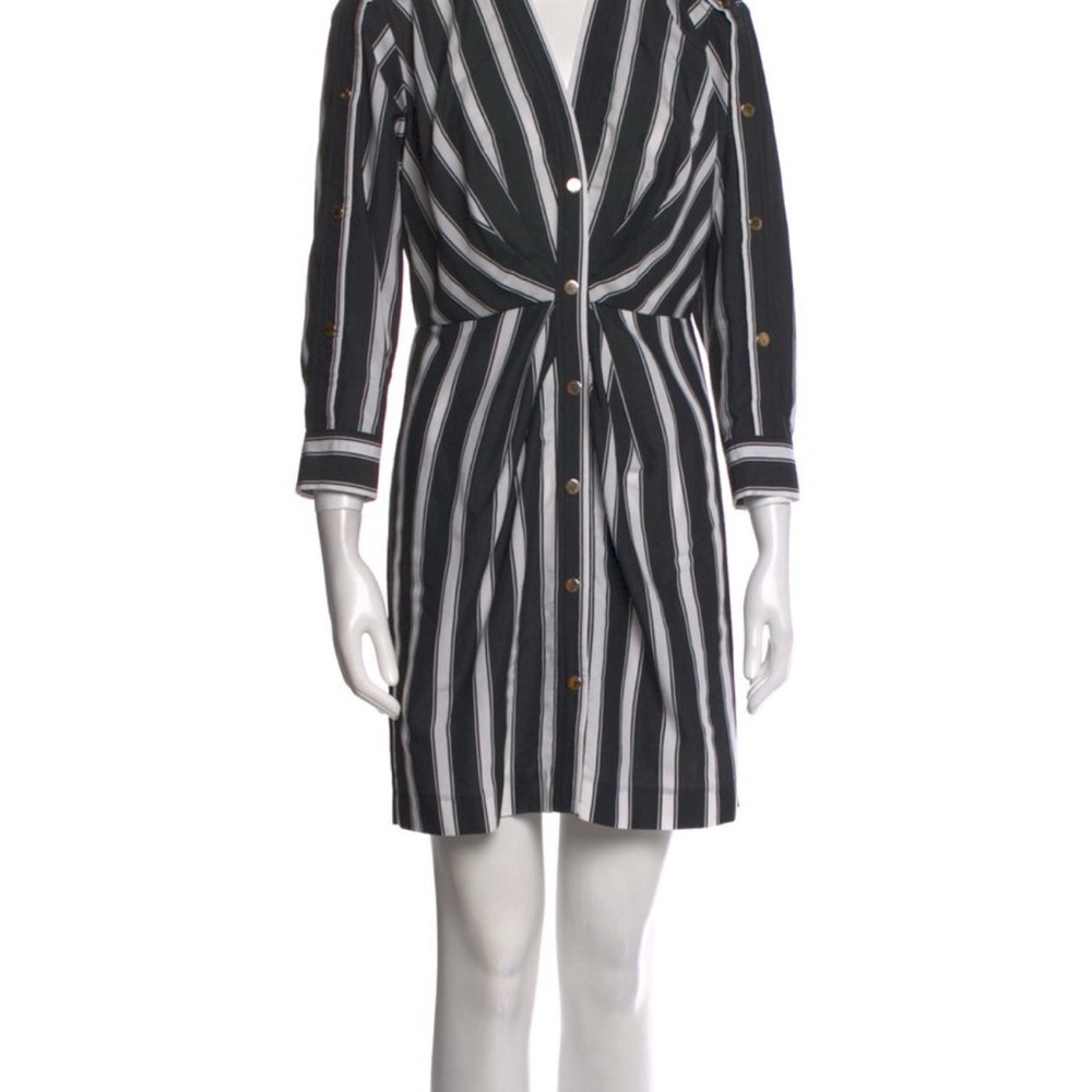 Sandro Black and White Striped Long Sleeve Dress